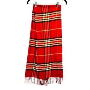 Cashmink by V. Fraas Holiday Scarf Red Black White Plaid Warm Soft Winter Gifty